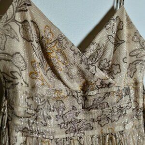 BCBGMaxAzria Floral Gold Maxi Dress – Size 4